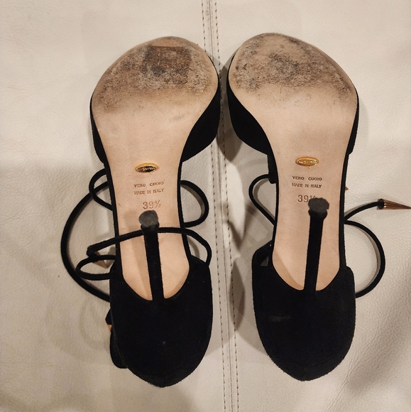 Sergio Rossi super luxurious laces up sandals, made from suede outside, leather - Picture 12 of 13